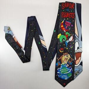Lot of 2 Vintage Looney Tunes Men's Neck Ties - Bugs Bunny & Tasmanian Devil